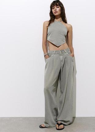 Джинси pull&bear wide-leg with darts, пул бір жіночі джинси, вайд лег джинси, сірі джинси,  трендові джинси, широкі джинси, стильні джинси модні