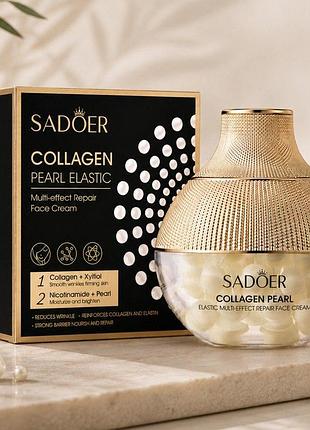 Крем для лица с коллагеном, жемчужными капсулами и ниацинамидом sadoer collagen pearl elastic, 50 г