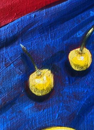 Картина маслом «лимони і черешня»4 фото