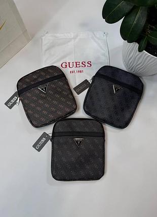 Сумка через плече guess vezzola чоловіча (чорна/коричнева) сирій