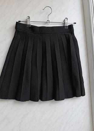 Чорна трикотажна спідниця плисе zara kids для дівчинки 12-13 років 156 см шкільна