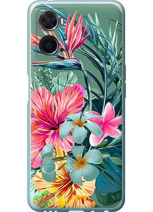 Чехол на oppo a76 тропические цветы из силикона fch_0164810