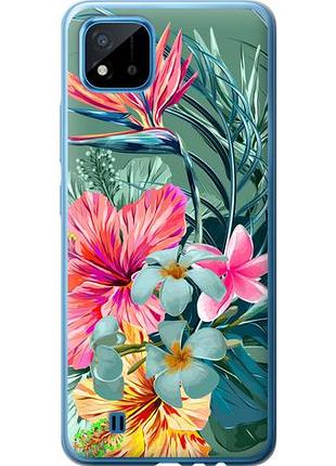 Чехол на realme c20a тропические цветы из пластика fch_0164829