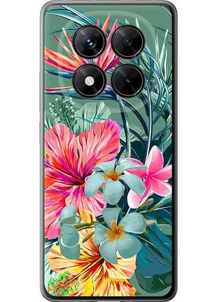 Чехол на xiaomi poco x7 тропические цветы из силикона fch_0164891