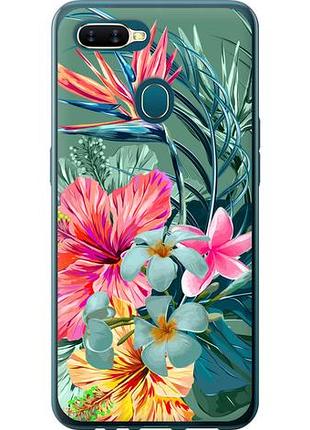Чехол на oppo a5s тропические цветы из силикона fch_0164877
