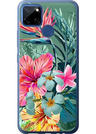 Чехол на realme cxiaomi 12 тропические цветы из силикона fch_0164865