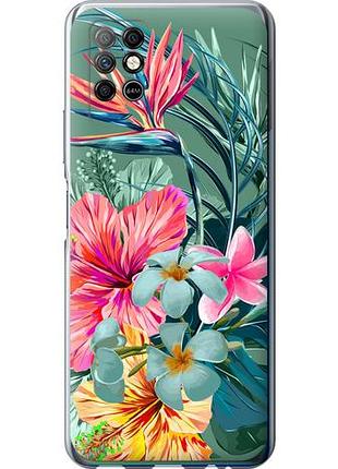 Чехол на infinix note 8 тропические цветы из силикона fch_0164811