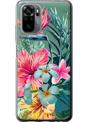 Чехол на xiaomi poco m5s тропические цветы из силикона fch_0076194