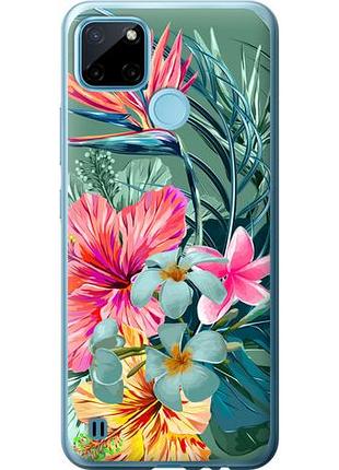 Чехол на realme c25y тропические цветы из силикона fch_0164807