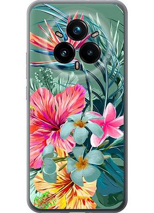 Чехол на realme 14 pro + тропические цветы из силикона fch_0164864