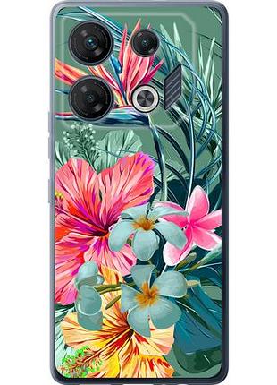 Чехол на infinix gt 10 pro тропические цветы из силикона fch_0164876