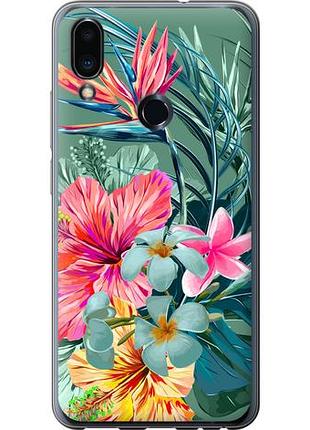 Чехол на meizu note 9 тропические цветы из пластика fch_0164819