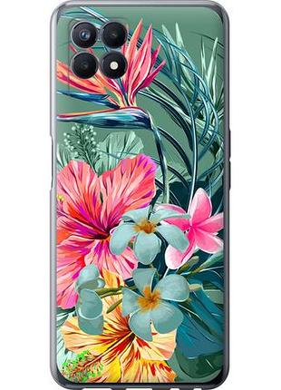 Чехол на realme narzo 50 тропические цветы из силикона fch_0164905