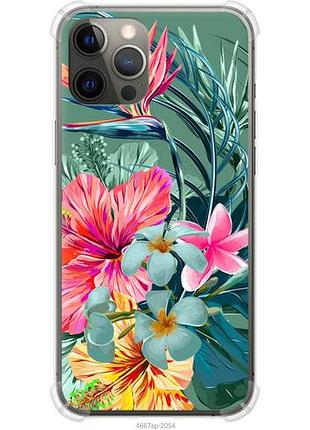 Чехол на iphone 12 pro max тропические цветы из силикона fch_0164898