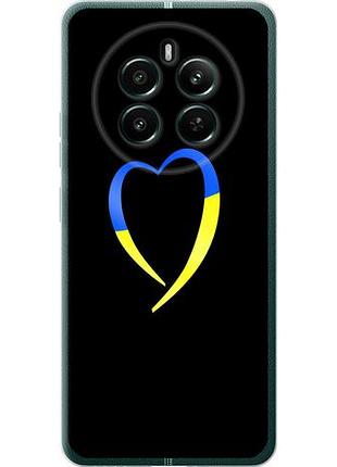 Чехол на realme 12+ жёлто-голубое сердце из силикона fch_0164241
