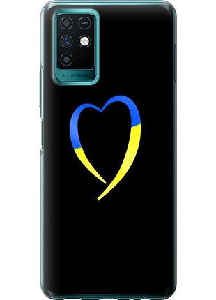 Чехол на infinix note 10 жёлто-голубое сердце из силикона fch_0164195