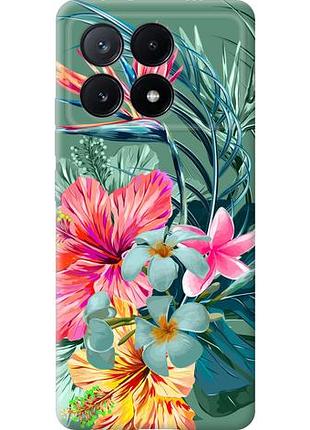 Чехол на xiaomi poco x6 pro тропические цветы из силикона fch_0164894