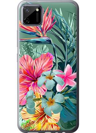 Чехол на realme c11 2020 тропические цветы из силикона fch_0164827