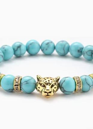 Стильный браслет из натурального камня stone leopard azure