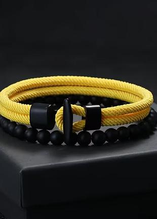 Двухслойный браслет milan line ocean + beads, браслет на удачу жовтий