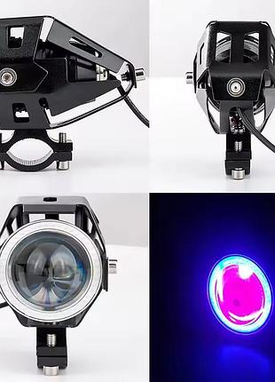 Фары-прожекторы u7 led для мотоцикла с angel eyes и devil eyes, 3000 лм, 12-60 в