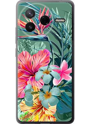 Чехол на xiaomi poco f7 pro тропические цветы из силикона fch_0164896