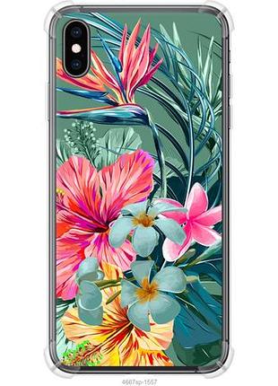 Чехол на iphone xs max тропические цветы из силикона fch_0164900