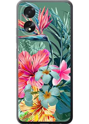 Чехол на oppo a18 тропические цветы из силикона fch_0164869