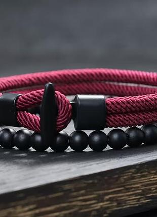 Двухслойный браслет milan line ocean + beads, браслет на удачу винний
