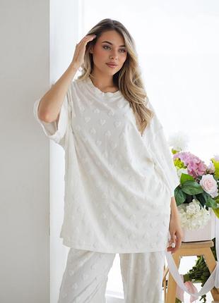 Домашній трикотажний костюм amelia, білий l-xl