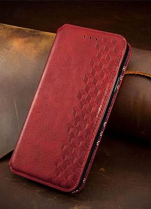 Шкіряний чохол-книжка getman cubic (pu) для xiaomi poco x5 pro 5g / redmi note 12 pro 5g червоний