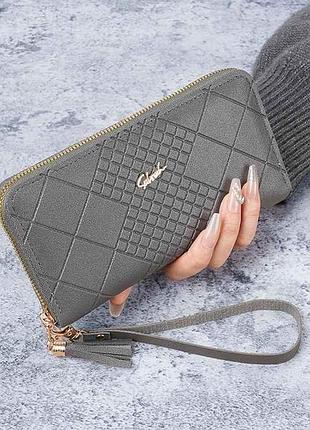 Гаманець жіночий 20*10*2,5см сірий екошкіра 694-5 тм китай