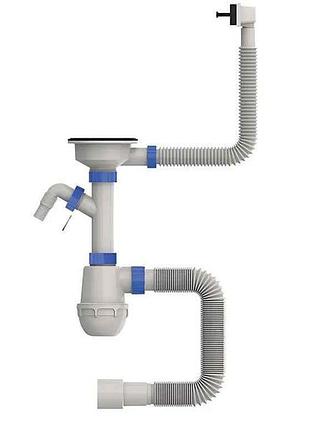 Сифон для кухни с пластиком, отвод для стиральной машинки sk-05-bl 3 1/2 x40 тм mixxus