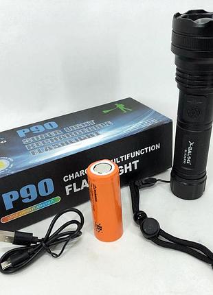 Светодиодный фонарь с зумом bl-k70-p90, долговечный светодиодный фонарь мощный ручной повербанк kx-99