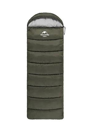 Спальник з капюшоном naturehike u350s nh20msd07, (-3°c), лівий, темно-зелений