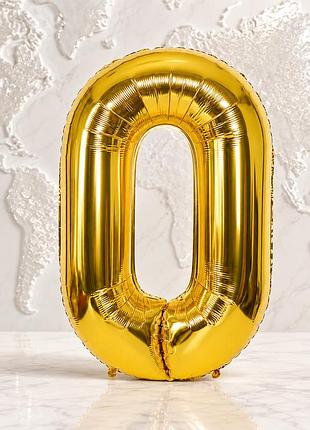 Шарик-цифра фольгированный 40 см 16 дюймов золотой для дня рождения и фотозоны
