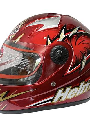 Шлем детский закрытый белое стекло hf-909 красный mototech