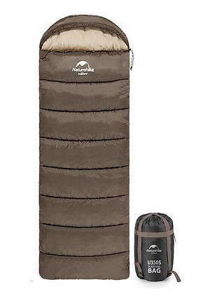 Спальник с капюшоном naturehike u350 nh20msd07, (1°c), правый, коричневый