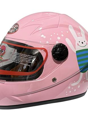 Шлем детский закрытый белое стекло hf-909 pink/e29 размер - m mototech