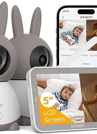 Видеоняня с 2-мя камерами iegeek baby 1t 2k smart video monitor (5" экран, wi-fi/no wi-fi)