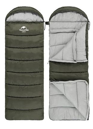 Спальник з капюшоном naturehike u150 nh20msd07, (11°c), лівий, зелений