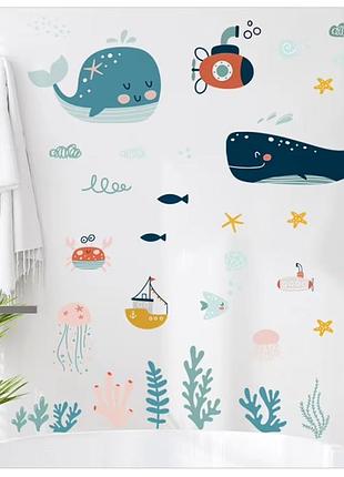 Вінілова наклейка magic ocean сині кити (лист 30 х 90 см) б437-11 qsyj zdb 2484