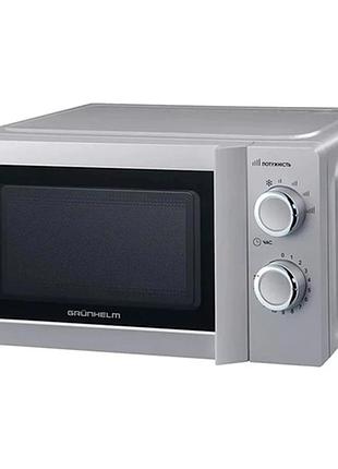 Микроволновая печь grunhelm 20mx711-g на 20 литров с таймером 6 уровней мощности 700 вт серый