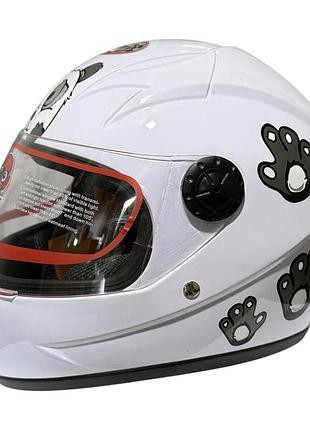 Шлем детский закрытый белое стекло hf-909 white/e32 размер - s mototech