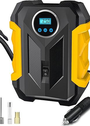 Автомобільний повітряний компресор з дисплеєм 12в 150 psi та ліхтарем / портативний насос для шин