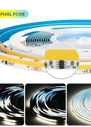 Світлодіодна стрічка бігуча хвиля cob 24v 360led/m біла ip20 негерметична / декоративне підсвічування