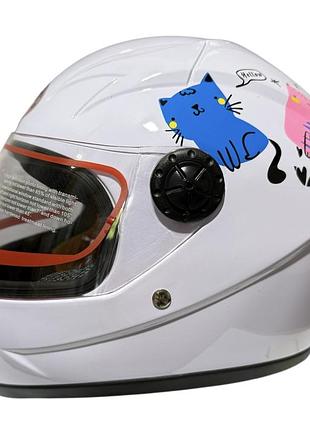 Шлем hf-909 white/e32 (детский закрытый) белое стекло) размер м mototech