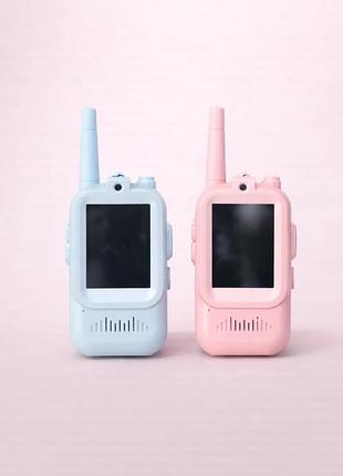 Набор детских видеораций 2 шт голубая и розовая hd-камера 300 м type-c / игрушечная радиостанция с видеосвязью