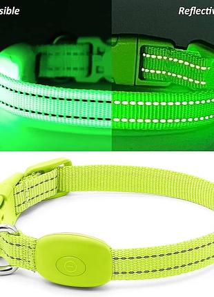 Светодиодный led ошейник для собак light up dog collar с usb до 30 см
