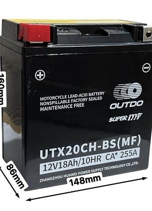 Акумулятор utx20ch-bs (mf) 12v18ah/10hr ca*255a 148‑86‑160mm. "outdo"
